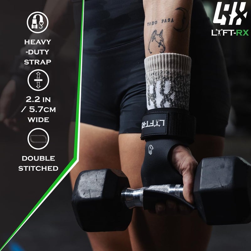 LYFT-RX Valiant Grips, Rubber Coated, No-Hole Fingerless Hand/Palm Grips w/Heavy-Duty Wrist Strap, Non-Slip, No Chalk Needed, for Weightlifting, Gym, Cross Fitness, Pull-Ups, Gymnastics - Image 5